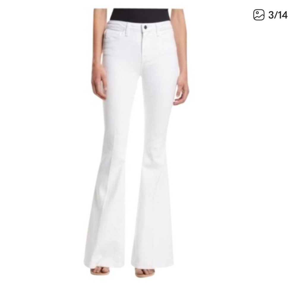 L'Agence Solana High Rise Big Flare Jeans Blanc White Size 27